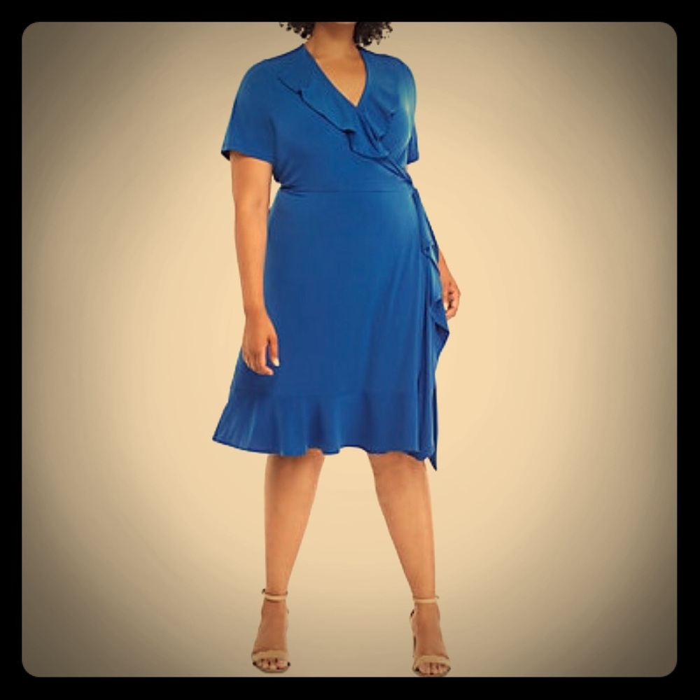 The limited blue wrap dress size 1X